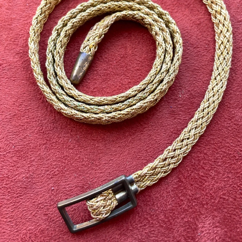 VINTAGE 70s Serpentine Gold SKINNY Disco Era BELT XS